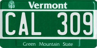 VT license plate CAL309
