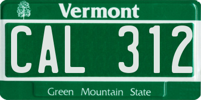 VT license plate CAL312