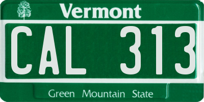 VT license plate CAL313