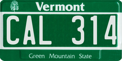 VT license plate CAL314