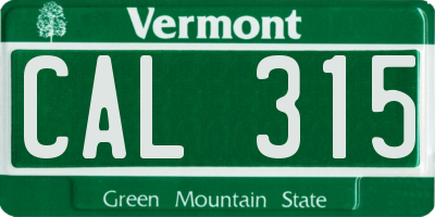 VT license plate CAL315