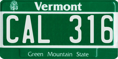 VT license plate CAL316