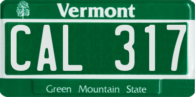 VT license plate CAL317
