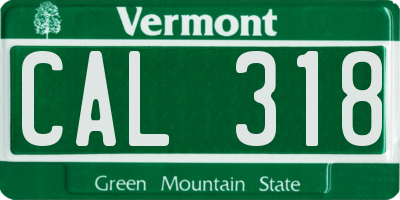 VT license plate CAL318
