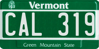 VT license plate CAL319
