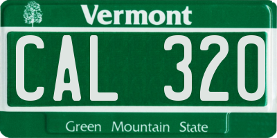 VT license plate CAL320