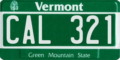 VT license plate CAL321