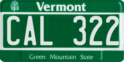 VT license plate CAL322