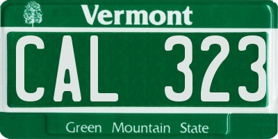 VT license plate CAL323