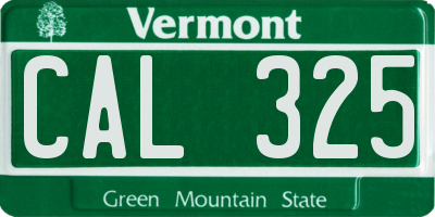VT license plate CAL325