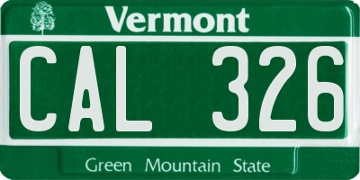 VT license plate CAL326