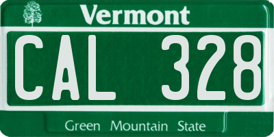 VT license plate CAL328