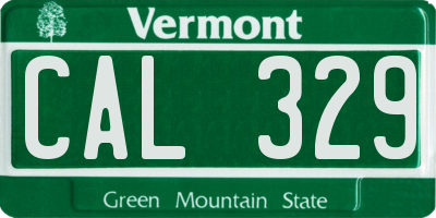 VT license plate CAL329