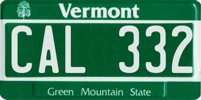 VT license plate CAL332