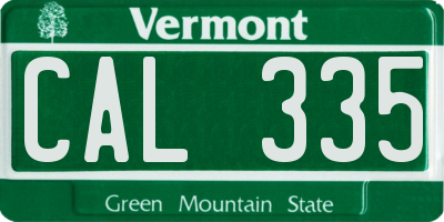 VT license plate CAL335