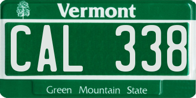 VT license plate CAL338