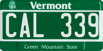 VT license plate CAL339