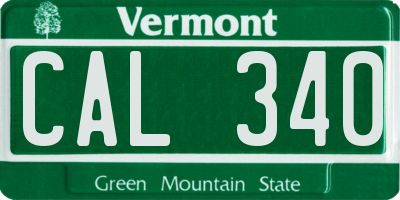 VT license plate CAL340