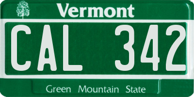 VT license plate CAL342