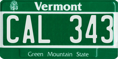VT license plate CAL343