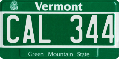 VT license plate CAL344