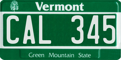 VT license plate CAL345