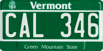 VT license plate CAL346