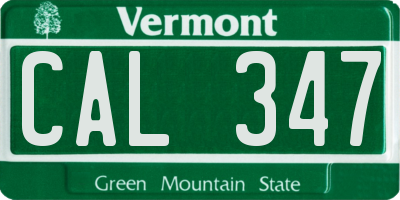 VT license plate CAL347