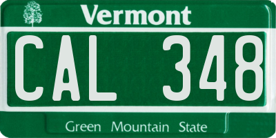 VT license plate CAL348