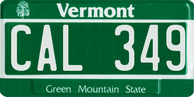 VT license plate CAL349