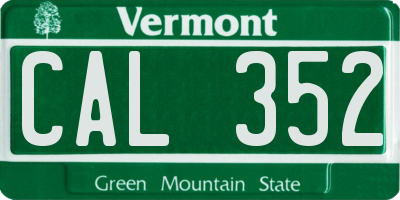 VT license plate CAL352
