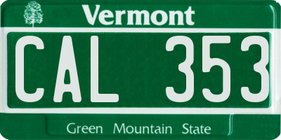 VT license plate CAL353