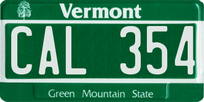 VT license plate CAL354