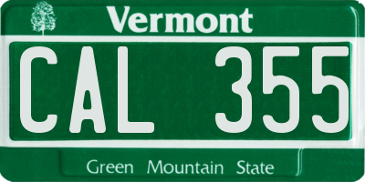 VT license plate CAL355