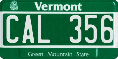 VT license plate CAL356