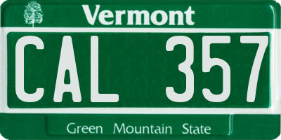 VT license plate CAL357
