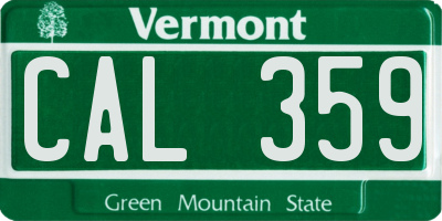 VT license plate CAL359
