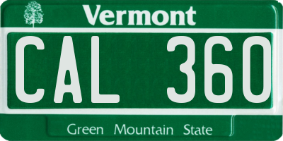 VT license plate CAL360