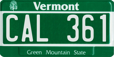 VT license plate CAL361
