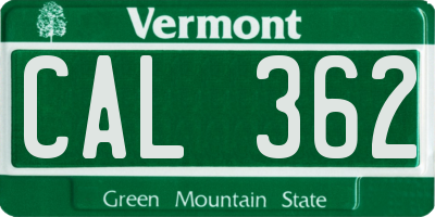 VT license plate CAL362