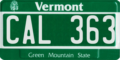 VT license plate CAL363