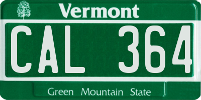 VT license plate CAL364