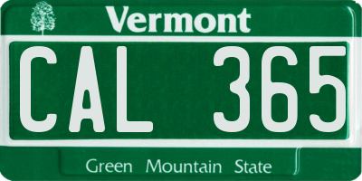 VT license plate CAL365