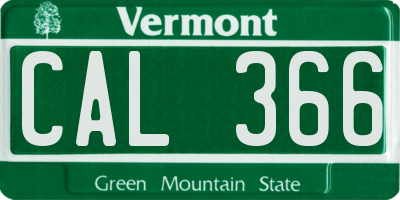 VT license plate CAL366