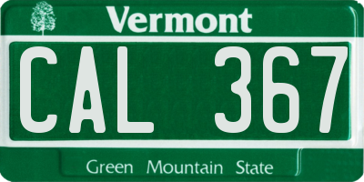 VT license plate CAL367