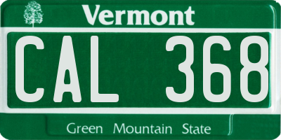 VT license plate CAL368