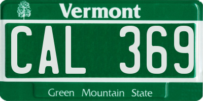 VT license plate CAL369