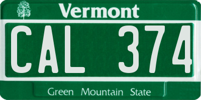 VT license plate CAL374