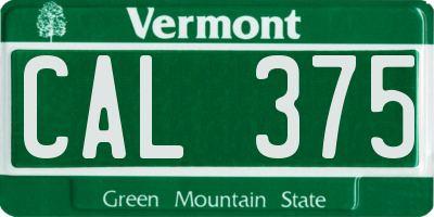 VT license plate CAL375