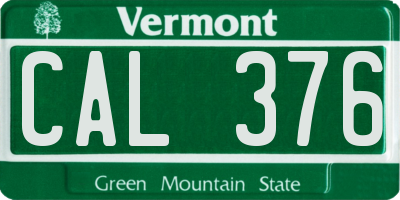 VT license plate CAL376